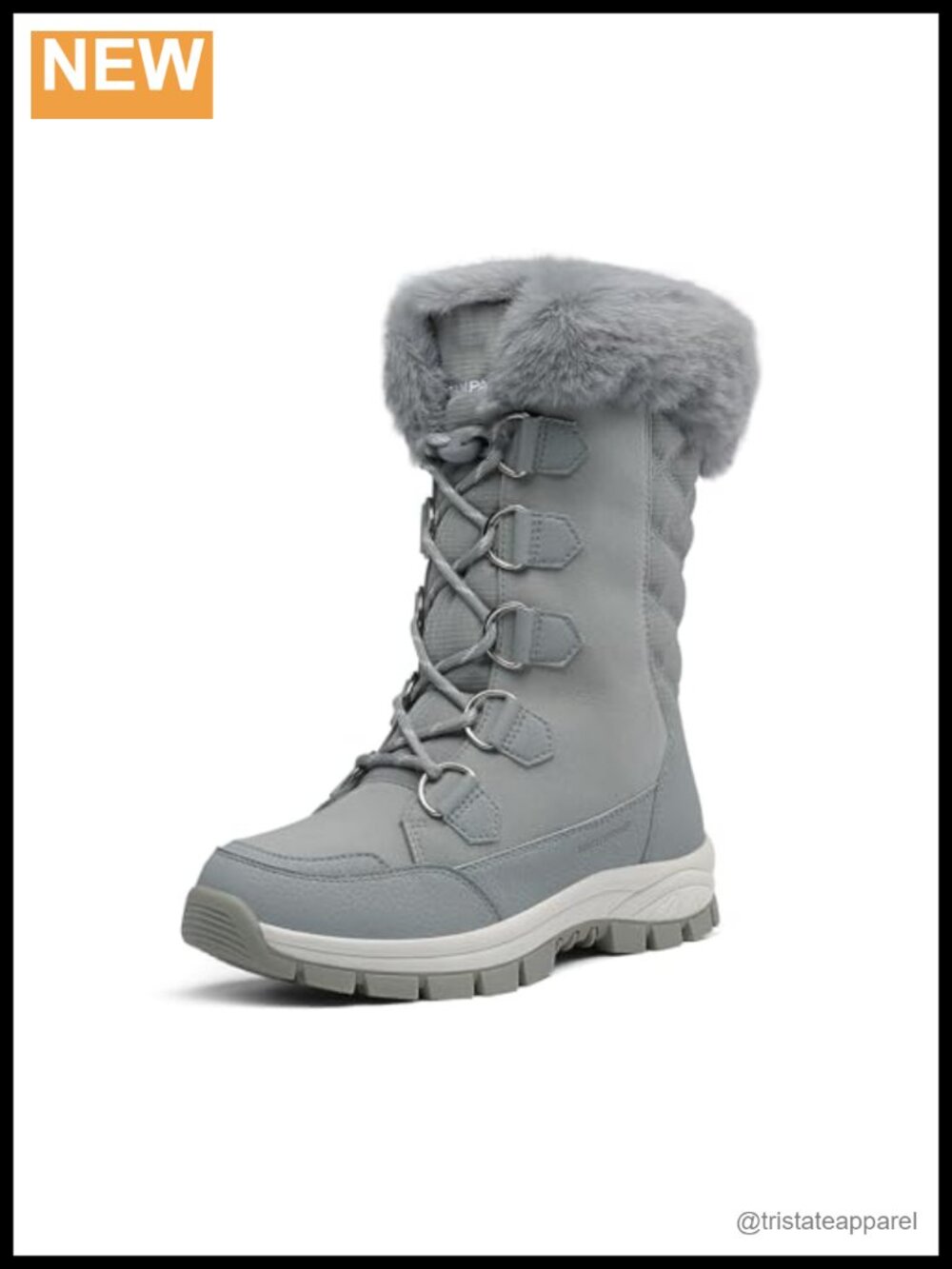 Waterproof Mid Calf Snow Boots Faux Fur Thinsulate Warm Winter Lace Up Zipper